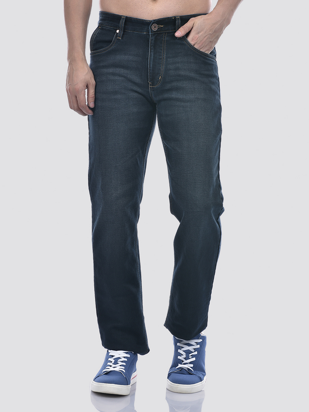 Numero Uno Men Solid Dark Blue Jeans